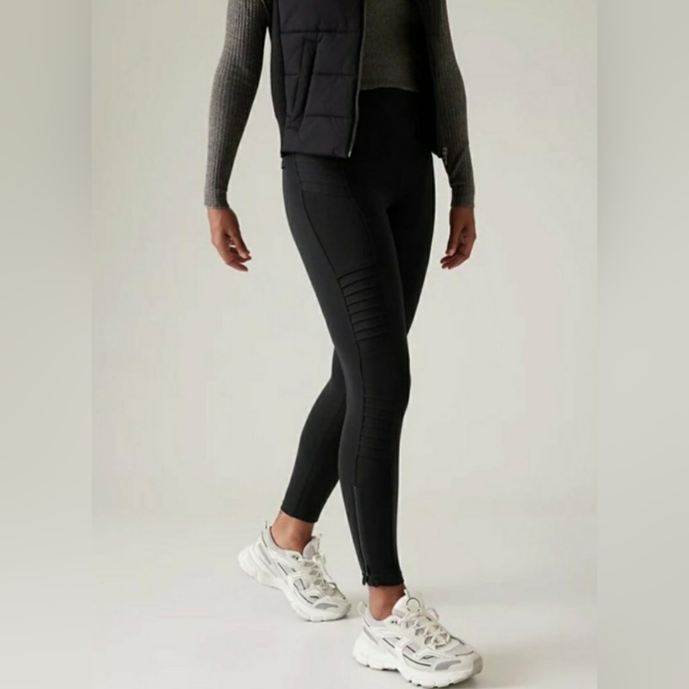 Athleta Delancey Moto Tight Leggings Black High Rise 3x